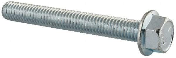 Value Collection - 3/8-16 UNC, 3" Length Under Head, Hex Drive Flange Bolt - 3" Thread Length, Grade 5 Steel, Serrated Flange, Zinc-Plated Finish - Americas Industrial Supply