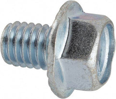 Value Collection - 3/8-16 UNC, 1/2" Length Under Head, Hex Drive Flange Bolt - 1/2" Thread Length, Grade 5 Steel, Serrated Flange, Zinc-Plated Finish - Americas Industrial Supply