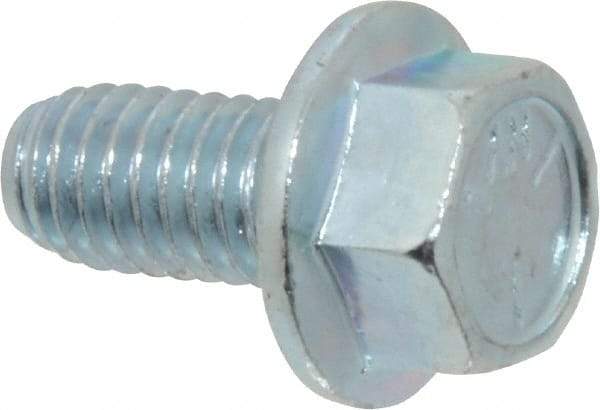 Value Collection - 3/8-16 UNC, 3/4" Length Under Head, Hex Drive Flange Bolt - 3/4" Thread Length, Grade 5 Steel, Serrated Flange, Zinc-Plated Finish - Americas Industrial Supply