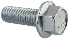 Value Collection - 7/16-14 UNC, 1-1/4" Length Under Head, Hex Drive Flange Bolt - 1-1/4" Thread Length, Grade 5 Steel, Serrated Flange, Zinc-Plated Finish - Americas Industrial Supply