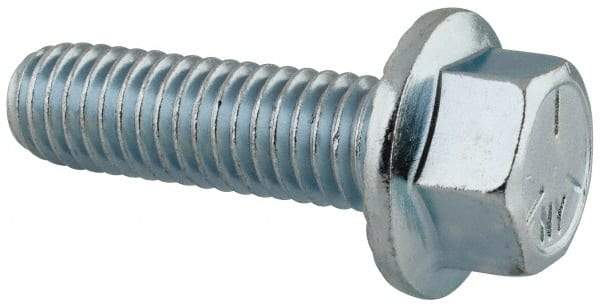 Value Collection - 7/16-14 UNC, 1-1/2" Length Under Head, Hex Drive Flange Bolt - 1-1/2" Thread Length, Grade 5 Steel, Serrated Flange, Zinc-Plated Finish - Americas Industrial Supply