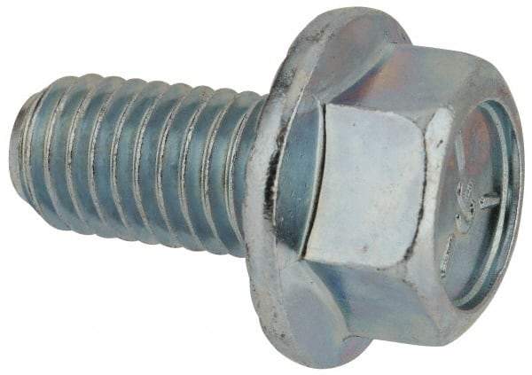 Value Collection - 1/2-13 UNC, 1" Length Under Head, Hex Drive Flange Bolt - 1" Thread Length, Grade 5 Steel, Serrated Flange, Zinc-Plated Finish - Americas Industrial Supply