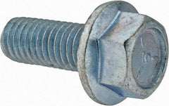 Value Collection - 1/2-13 UNC, 1-1/4" Length Under Head, Hex Drive Flange Bolt - 1-1/4" Thread Length, Grade 5 Steel, Serrated Flange, Zinc-Plated Finish - Americas Industrial Supply