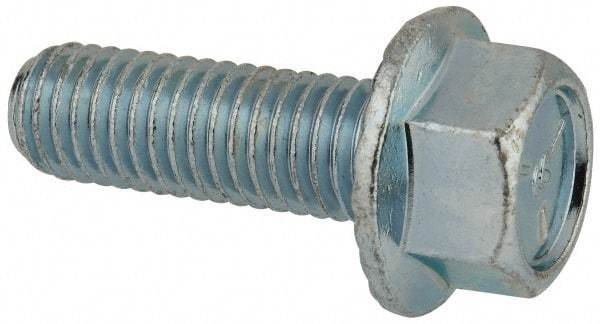 Value Collection - 1/2-13 UNC, 1-1/2" Length Under Head, Hex Drive Flange Bolt - 1-1/2" Thread Length, Grade 5 Steel, Serrated Flange, Zinc-Plated Finish - Americas Industrial Supply