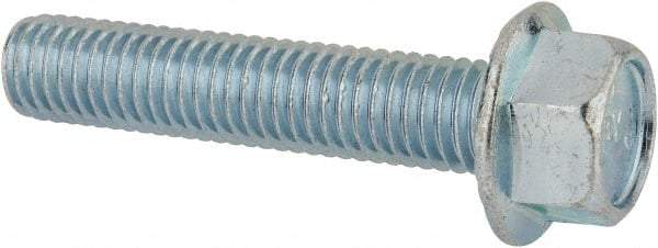 Value Collection - 1/2-13 UNC, 2-1/2" Length Under Head, Hex Drive Flange Bolt - 2-1/2" Thread Length, Grade 5 Steel, Serrated Flange, Zinc-Plated Finish - Americas Industrial Supply