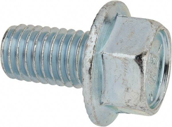 Value Collection - 1/2-13 UNC, 7/8" Length Under Head, Hex Drive Flange Bolt - 7/8" Thread Length, Grade 5 Steel, Serrated Flange, Zinc-Plated Finish - Americas Industrial Supply