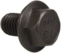 Value Collection - M10x1.50 Metric Coarse, 16mm Length Under Head, Hex Drive Flange Bolt - 16mm Thread Length, Grade 10.9 Alloy Steel, Smooth Flange, Phosphate & Oil Finish - Americas Industrial Supply