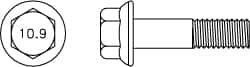 Value Collection - M16x2.00 Metric Coarse, 100mm Length Under Head, Hex Drive Flange Bolt - 50mm Thread Length, Grade 10.9 Alloy Steel, Smooth Flange, Phosphate & Oil Finish - Americas Industrial Supply