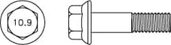 Value Collection - M16x2.00 Metric Coarse, 120mm Length Under Head, Hex Drive Flange Bolt - 50mm Thread Length, Grade 10.9 Alloy Steel, Smooth Flange, Phosphate & Oil Finish - Americas Industrial Supply