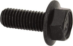 Value Collection - M10x1.50 Metric Coarse, 25mm Length Under Head, Hex Drive Flange Bolt - 25mm Thread Length, Grade 10.9 Alloy Steel, Smooth Flange, Phosphate & Oil Finish - Americas Industrial Supply