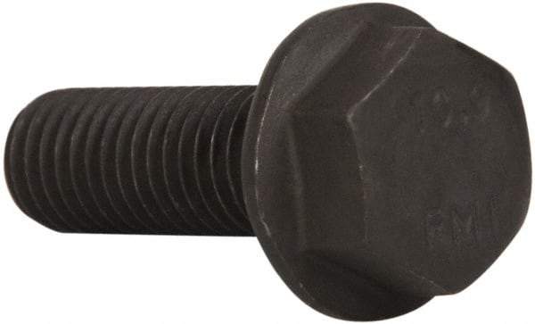 Value Collection - M10x1.50 Metric Coarse, 30mm Length Under Head, Hex Drive Flange Bolt - 30mm Thread Length, Grade 10.9 Alloy Steel, Smooth Flange, Phosphate & Oil Finish - Americas Industrial Supply