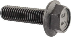 Value Collection - M10x1.50 Metric Coarse, 35mm Length Under Head, Hex Drive Flange Bolt - 35mm Thread Length, Grade 10.9 Alloy Steel, Smooth Flange, Phosphate & Oil Finish - Americas Industrial Supply