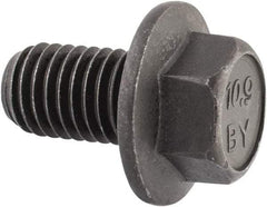 Value Collection - M12x1.75 Metric Coarse, 20mm Length Under Head, Hex Drive Flange Bolt - 20mm Thread Length, Grade 10.9 Alloy Steel, Smooth Flange, Phosphate & Oil Finish - Americas Industrial Supply