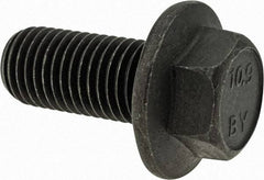 Value Collection - M16x2.00 Metric Coarse, 35mm Length Under Head, Hex Drive Flange Bolt - 35mm Thread Length, Grade 10.9 Alloy Steel, Smooth Flange, Phosphate & Oil Finish - Americas Industrial Supply