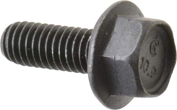 Value Collection - M6x1.00 Metric Coarse, 16mm Length Under Head, Hex Drive Flange Bolt - 16mm Thread Length, Grade 10.9 Alloy Steel, Smooth Flange, Phosphate & Oil Finish - Americas Industrial Supply