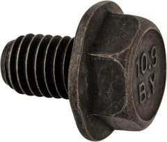 Value Collection - M8x1.25 Metric Coarse, 12mm Length Under Head, Hex Drive Flange Bolt - 12mm Thread Length, Grade 10.9 Alloy Steel, Smooth Flange, Phosphate & Oil Finish - Americas Industrial Supply