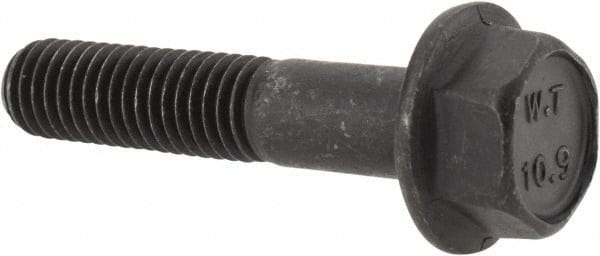 Value Collection - M8x1.25 Metric Coarse, 40mm Length Under Head, Hex Drive Flange Bolt - 30mm Thread Length, Grade 10.9 Alloy Steel, Smooth Flange, Phosphate & Oil Finish - Americas Industrial Supply