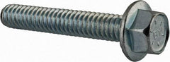 Value Collection - 1/4-20 UNC, 1-1/2" Length Under Head, Hex Drive Flange Bolt - 1-1/2" Thread Length, Grade 8 Steel, Serrated Flange, Zinc-Plated Finish - Americas Industrial Supply