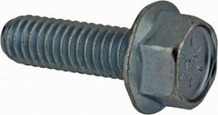 Value Collection - 5/16-18 UNC, 1" Length Under Head, Hex Drive Flange Bolt - 1" Thread Length, Grade 8 Steel, Serrated Flange, Zinc-Plated Finish - Americas Industrial Supply