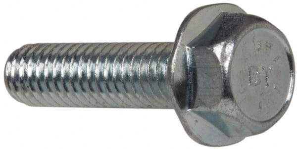 Value Collection - 5/16-18 UNC, 1-1/4" Length Under Head, Hex Drive Flange Bolt - 1-1/4" Thread Length, Grade 8 Steel, Serrated Flange, Zinc-Plated Finish - Americas Industrial Supply