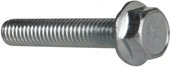 Value Collection - 5/16-18 UNC, 1-3/4" Length Under Head, Hex Drive Flange Bolt - 1-3/4" Thread Length, Grade 8 Steel, Serrated Flange, Zinc-Plated Finish - Americas Industrial Supply