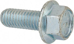 Value Collection - 3/8-16 UNC, 1" Length Under Head, Hex Drive Flange Bolt - 1" Thread Length, Grade 8 Steel, Serrated Flange, Zinc-Plated Finish - Americas Industrial Supply