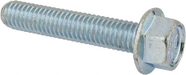 Value Collection - 3/8-16 UNC, 2" Length Under Head, Hex Drive Flange Bolt - 2" Thread Length, Grade 8 Steel, Serrated Flange, Zinc-Plated Finish - Americas Industrial Supply