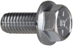 Value Collection - 3/8-16 UNC, 7/8" Length Under Head, Hex Drive Flange Bolt - 7/8" Thread Length, Grade 8 Steel, Serrated Flange, Zinc-Plated Finish - Americas Industrial Supply