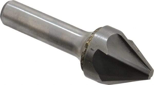 Hertel - 1" Head Diam, 1/2" Shank Diam, 6 Flute 60° Solid Carbide Countersink - Bright Finish, 3" OAL, Single End, Straight Shank, Right Hand Cut - Americas Industrial Supply