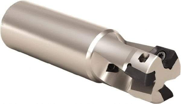Seco - 1" Cut Diam, 0.669" Max Depth of Cut, 1" Shank Diam, 7" OAL, Indexable Square Shoulder End Mill - XO.X 1806 Inserts, Cylindrical Shank, 90° Lead Angle, Through Coolant, Series Power Turbo - Americas Industrial Supply