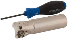 Seco - 1-1/2" Cut Diam, 0.669" Max Depth of Cut, 1-1/4" Shank Diam, 4.72" OAL, Indexable Square Shoulder End Mill - XO.X 1806.. Inserts, Weldon Shank, 90° Lead Angle, Through Coolant, Series Power Turbo - Americas Industrial Supply