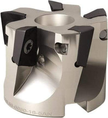 Seco - 9 Inserts, 4" Cut Diam, 1" Arbor Diam, 0.669" Max Depth of Cut, Indexable Square-Shoulder Face Mill - 0/90° Lead Angle, 1.969" High, XO.X 1806.. Insert Compatibility, Through Coolant, Series Power Turbo - Americas Industrial Supply
