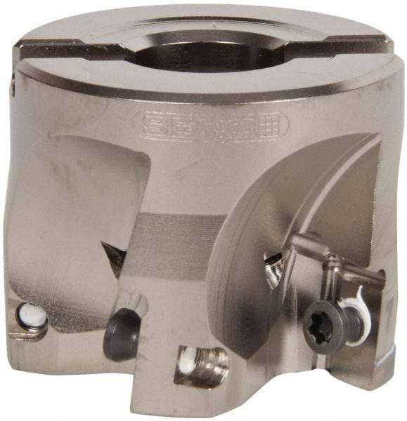 Seco - 5 Inserts, 2" Cut Diam, 3/4" Arbor Diam, 0.669" Max Depth of Cut, Indexable Square-Shoulder Face Mill - 0/90° Lead Angle, 1.575" High, XO.X 1806.. Insert Compatibility, Through Coolant, Series Power Turbo - Americas Industrial Supply