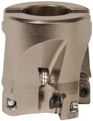 Seco - 4 Inserts, 1-1/2" Cut Diam, 3/4" Arbor Diam, 0.433" Max Depth of Cut, Indexable Square-Shoulder Face Mill - 0/90° Lead Angle, 1.57" High, XO.X 1204.. Insert Compatibility, Through Coolant, Series Super Turbo - Americas Industrial Supply