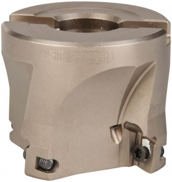 Seco - 4 Inserts, 2" Cut Diam, 3/4" Arbor Diam, 0.433" Max Depth of Cut, Indexable Square-Shoulder Face Mill - 0/90° Lead Angle, 1.57" High, XO.X 1204.. Insert Compatibility, Through Coolant, Series Super Turbo - Americas Industrial Supply