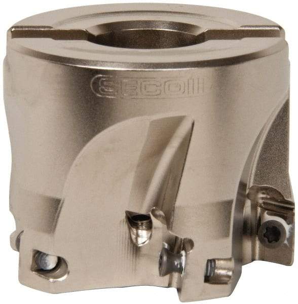 Seco - 5 Inserts, 2" Cut Diam, 3/4" Arbor Diam, 0.433" Max Depth of Cut, Indexable Square-Shoulder Face Mill - 0/90° Lead Angle, 1.57" High, XO.X 1204.. Insert Compatibility, Through Coolant, Series Super Turbo - Americas Industrial Supply