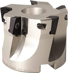Seco - 8 Inserts, 100mm Cut Diam, 32mm Arbor Diam, 11mm Max Depth of Cut, Indexable Square-Shoulder Face Mill - 90° Lead Angle, 50mm High, XO.. 1204 Insert Compatibility, Through Coolant, Series Super Turbo - Americas Industrial Supply