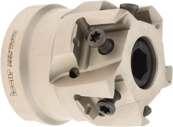 Iscar - 5 Inserts, 1-1/2" Cut Diam, 3/4" Arbor Diam, 0.492" Max Depth of Cut, Indexable Square-Shoulder Face Mill - 0/90° Lead Angle, 1.57" High, T490 LN.. 1306 Insert Compatibility, Through Coolant, Series Helitang - Americas Industrial Supply