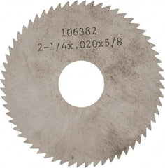 Made in USA - 2-1/4" Diam x 0.02" Blade Thickness x 5/8" Arbor Hole Diam, 60 Tooth Slitting and Slotting Saw - Arbor Connection, Solid Carbide, Concave Ground - Americas Industrial Supply