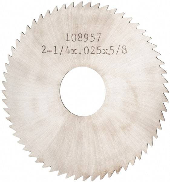 Made in USA - 2-1/4" Diam x 0.025" Blade Thickness x 5/8" Arbor Hole Diam, 60 Tooth Slitting and Slotting Saw - Arbor Connection, Solid Carbide, Concave Ground - Americas Industrial Supply