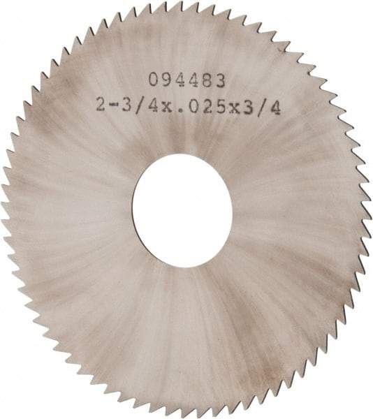 Made in USA - 2-3/4" Diam x 0.025" Blade Thickness x 3/4" Arbor Hole Diam, 72 Tooth Slitting and Slotting Saw - Arbor Connection, Solid Carbide, Concave Ground - Americas Industrial Supply