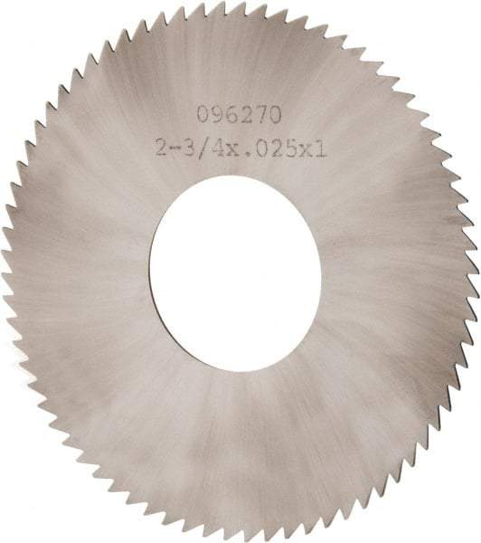 Made in USA - 2-3/4" Diam x 0.025" Blade Thickness x 1" Arbor Hole Diam, 72 Tooth Slitting and Slotting Saw - Arbor Connection, Solid Carbide, Concave Ground - Americas Industrial Supply