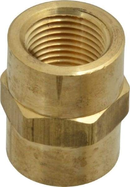 Parker - 3/8 Female Thread, Brass Industrial Pipe Coupling - FNPTF, 1,000 psi - Americas Industrial Supply