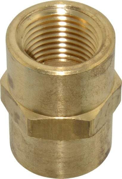 Parker - 1/2 Female Thread, Brass Industrial Pipe Coupling - FNPTF, 1,000 psi - Americas Industrial Supply