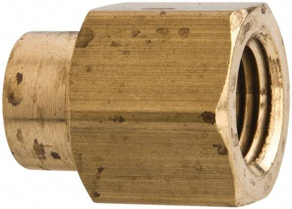 Parker - 1/4 x 1/8 Female Thread, Brass Industrial Pipe Coupling - FNPTF, 1,000 psi - Americas Industrial Supply