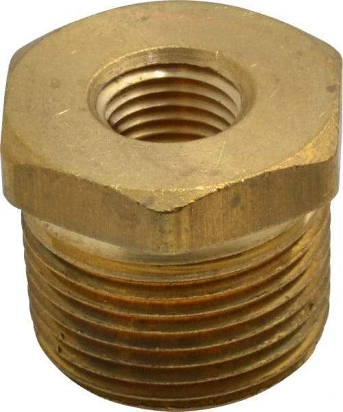Parker - 3/4 Male Thread x 1/4 Female Thread, Brass Industrial Pipe Hex Bushing - MNPTF x FNPTF, 1,000 psi - Americas Industrial Supply