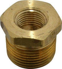 Parker - 3/4 Male Thread x 3/8 Female Thread, Brass Industrial Pipe Hex Bushing - MNPTF x FNPTF, 1,000 psi - Americas Industrial Supply