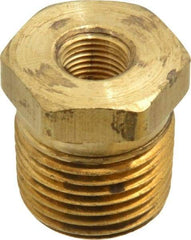 Parker - 1/2 Male Thread x 1/8 Female Thread, Brass Industrial Pipe Hex Bushing - MNPTF x FNPTF, 1,000 psi - Americas Industrial Supply