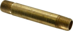 Parker - 1/4 Male Thread, Brass Industrial Pipe Long Nipple - MNPTF, 1,000 psi - Americas Industrial Supply