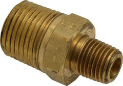 Parker - 1/2 x 1/4 Male Thread, Brass Industrial Pipe Hex Nipple - MNPTF, 1,000 psi - Americas Industrial Supply